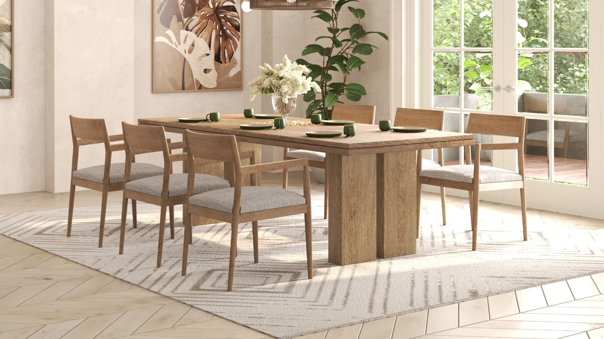 Caruso Dining Table 240cm with Lizzy Chairs - Set