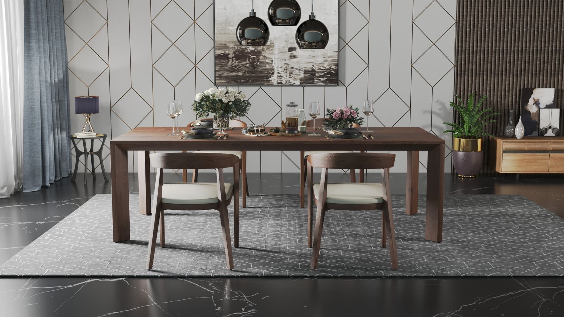 Dado Dining Table with Jaby Chairs - Set