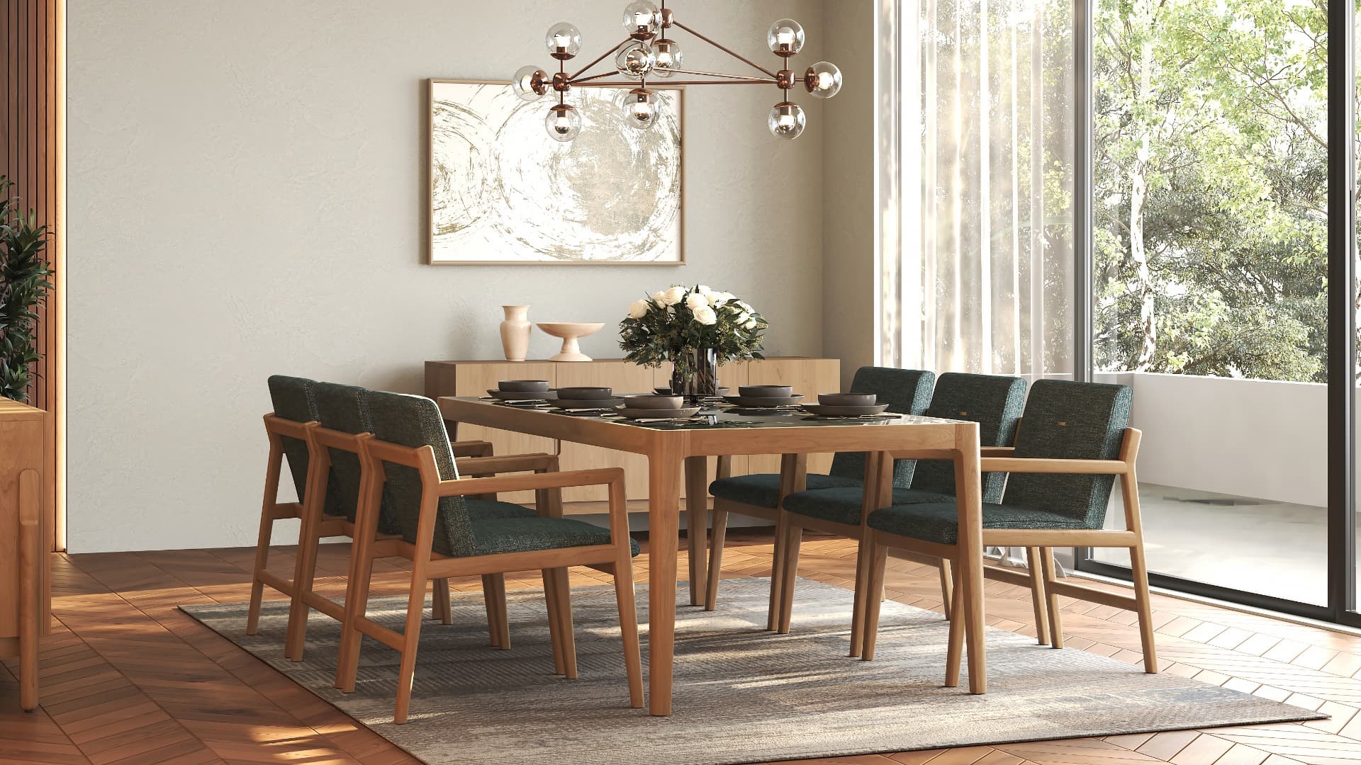 Neil Dining Table with Rhodes Chairs - Set