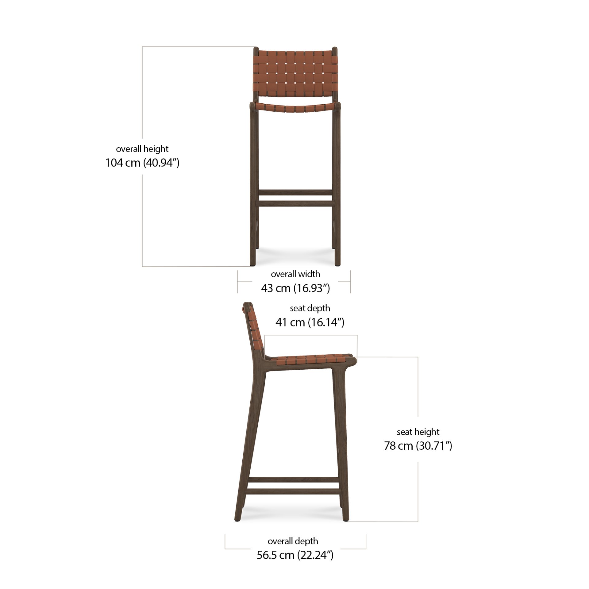 Arco Bar Chair dimensions