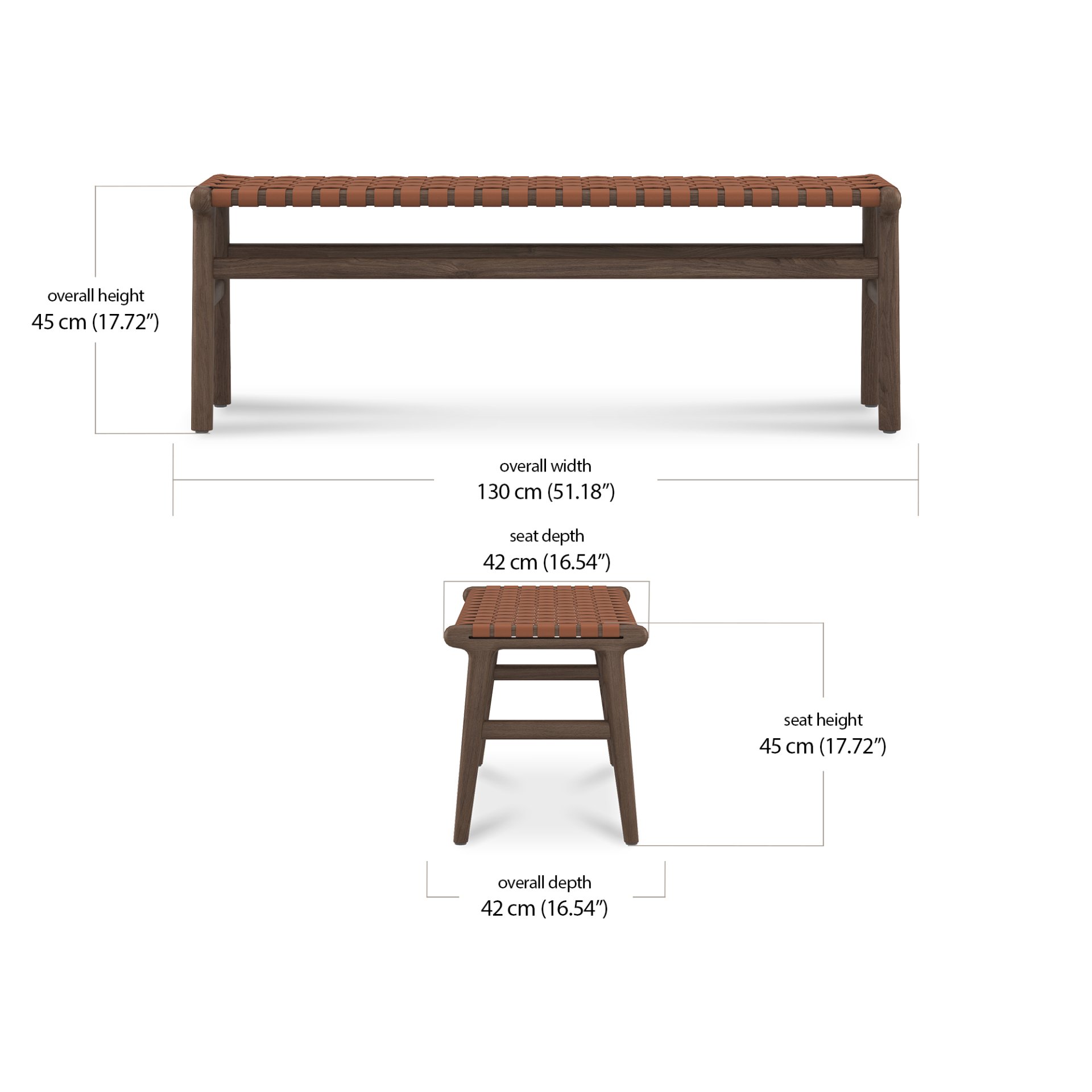 Arco Dining Bench dimensions