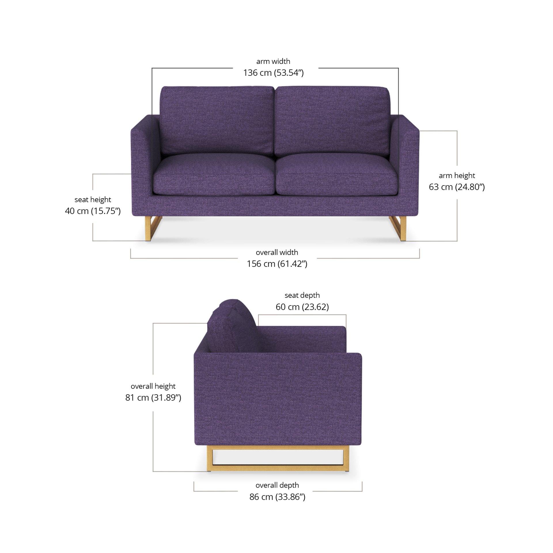 Aurelio 2 Seater Sofa dimensions