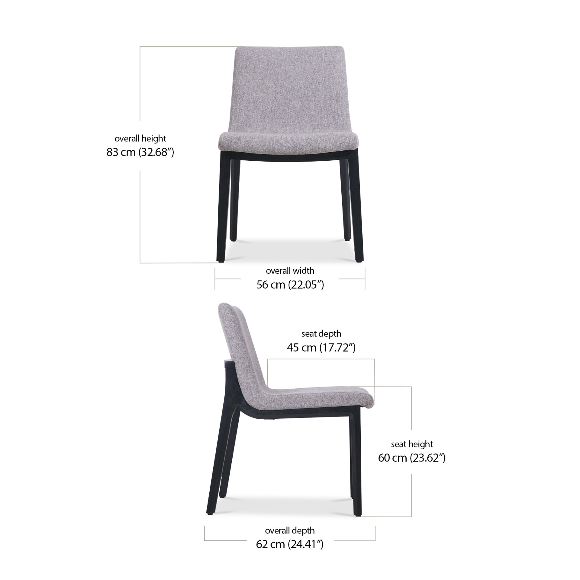 Carin Side Chair - Fabric dimensions