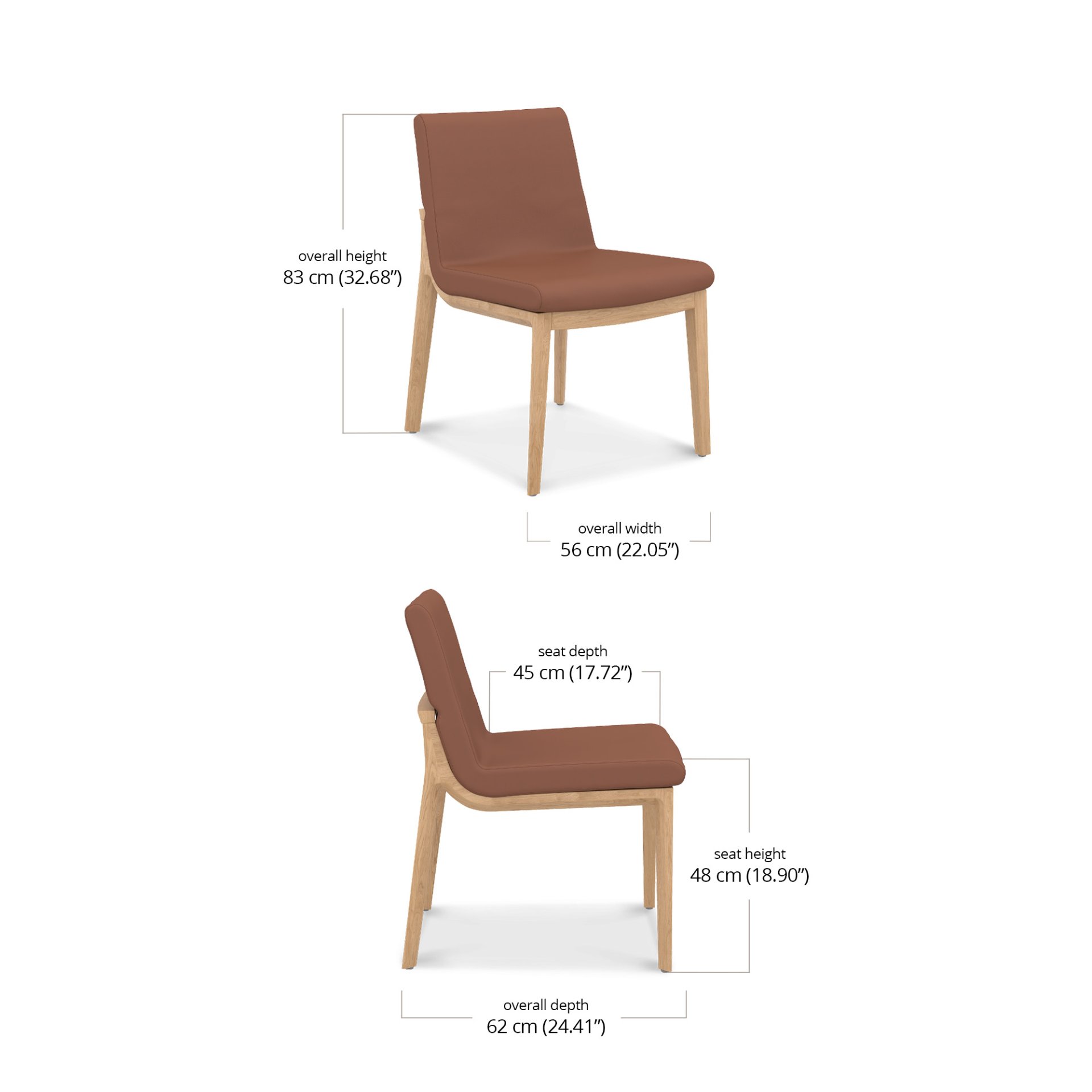 Carin Side Chair - Leather dimensions