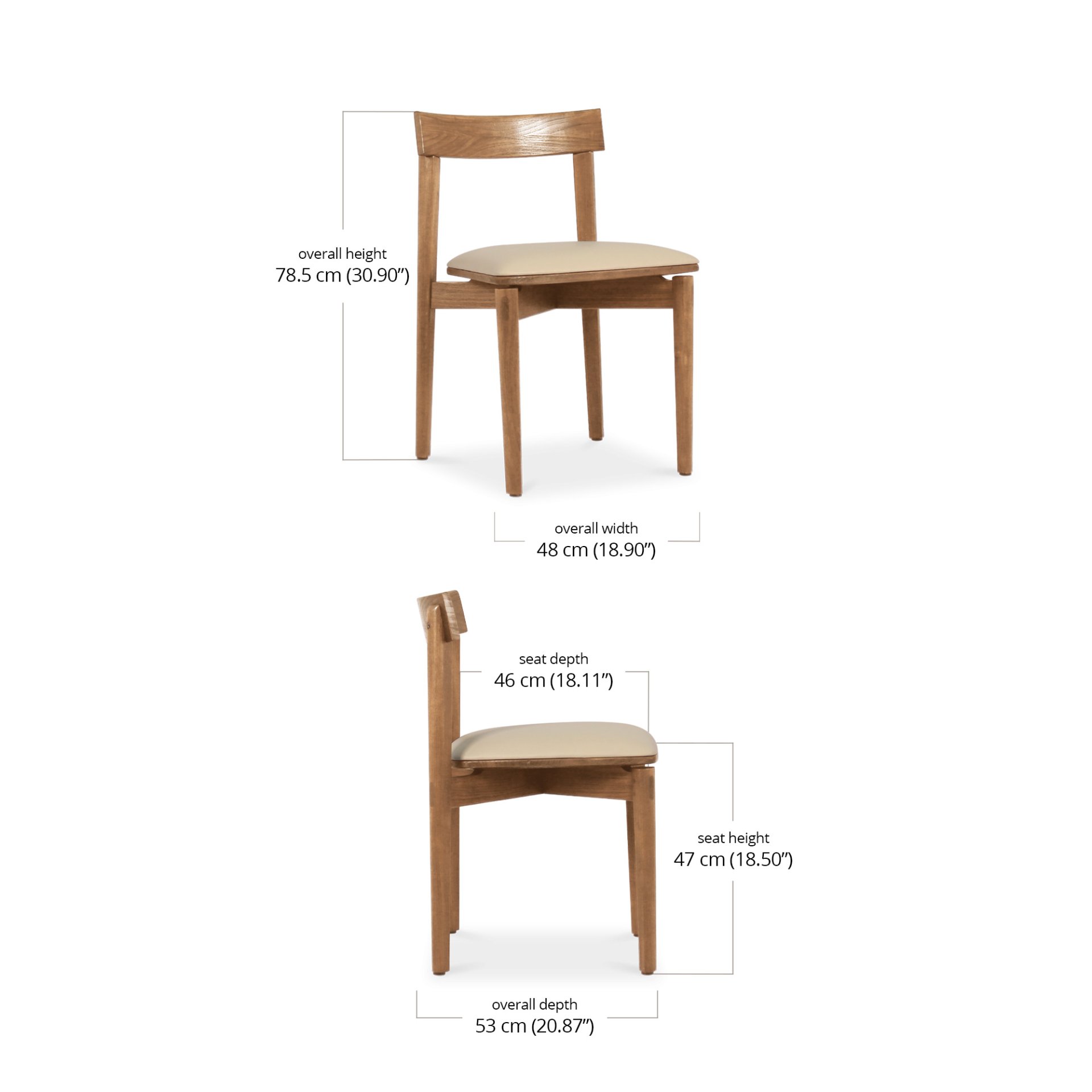 Caro Chair - Leather dimensions