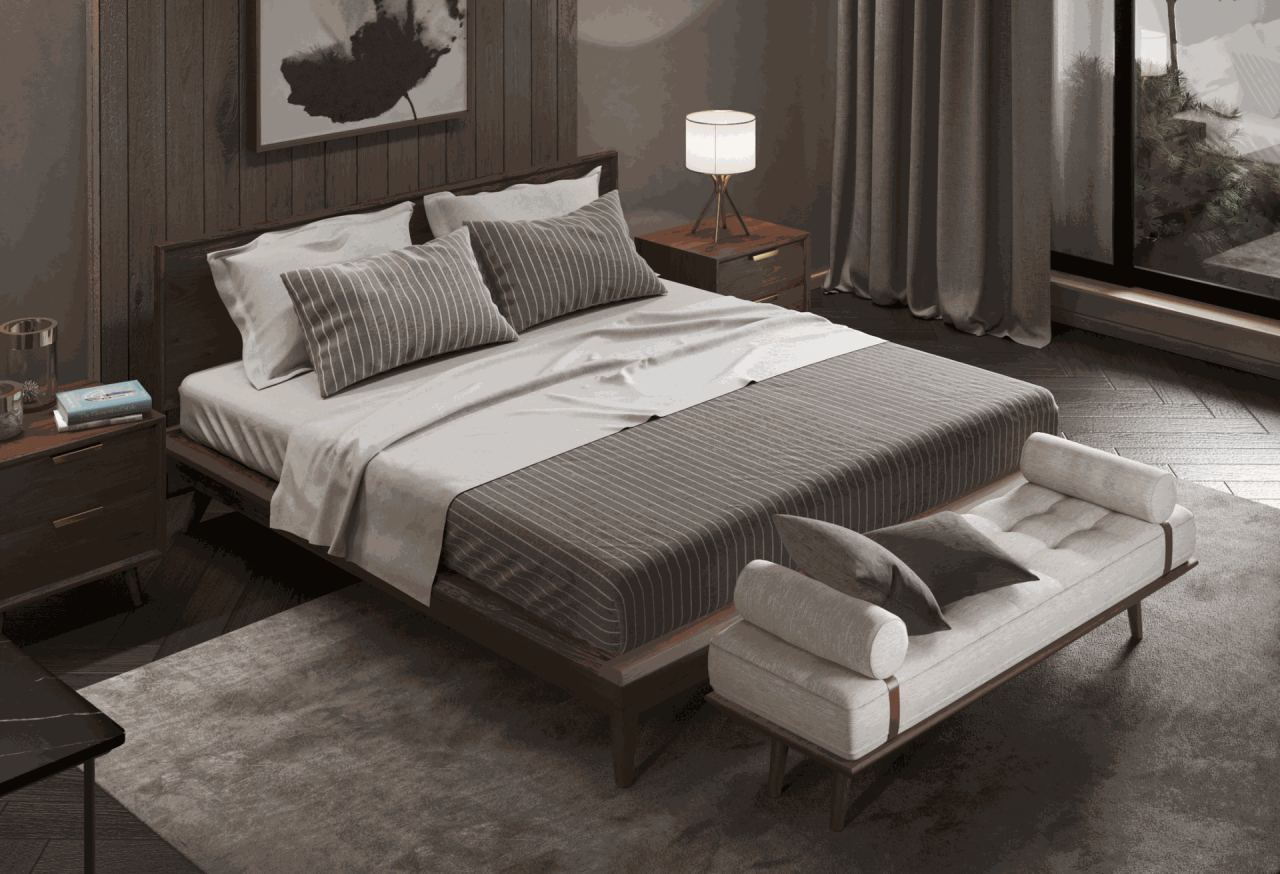 Cassia Bed Bench, in a room