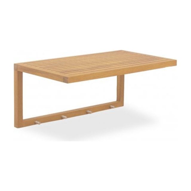 Hanging Teak Shelf with Hooks