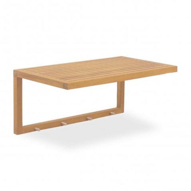 Hanging Teak Shelf with Hooks