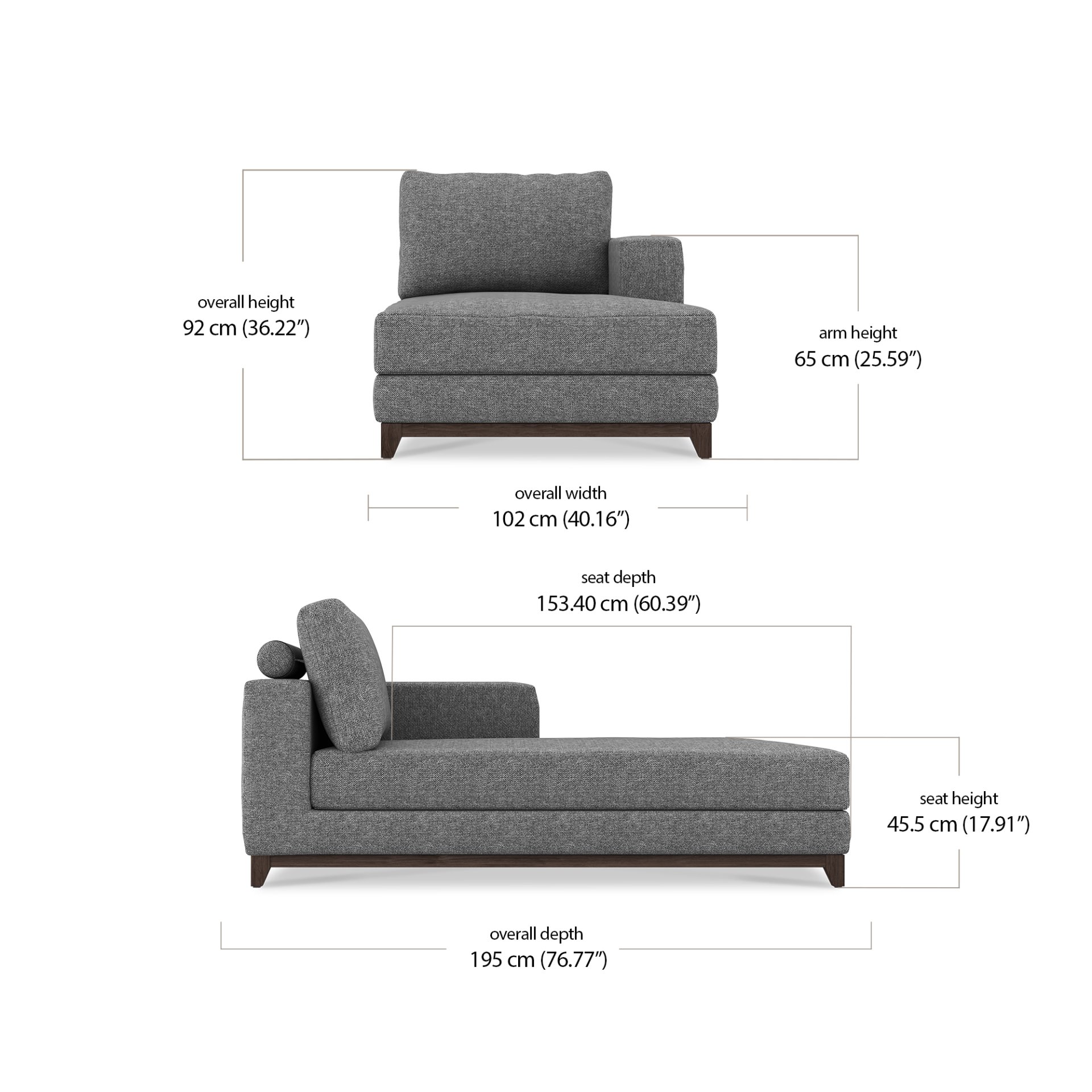 Comforta Left Chaise dimensions
