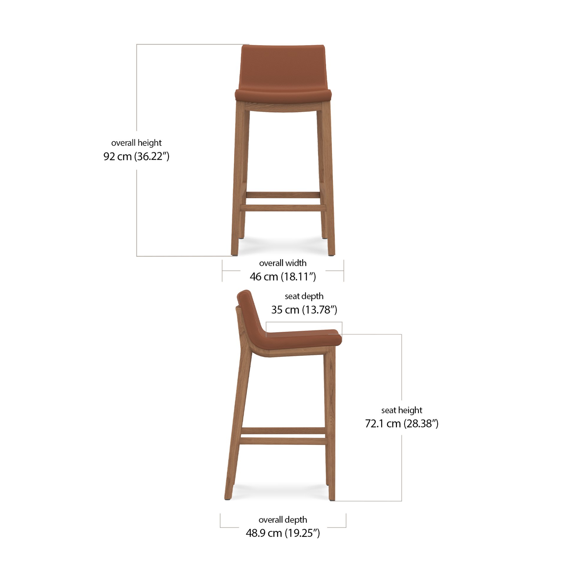 Carin Bar Chair Leather dimensions
