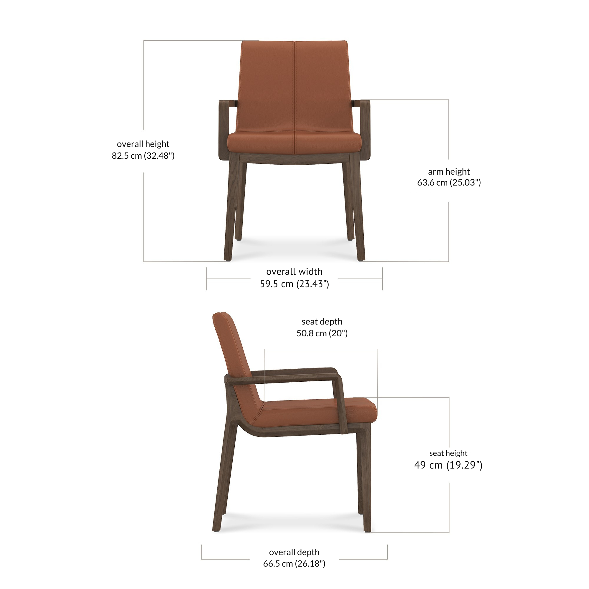 Carin Dining Chair - Leather dimensions