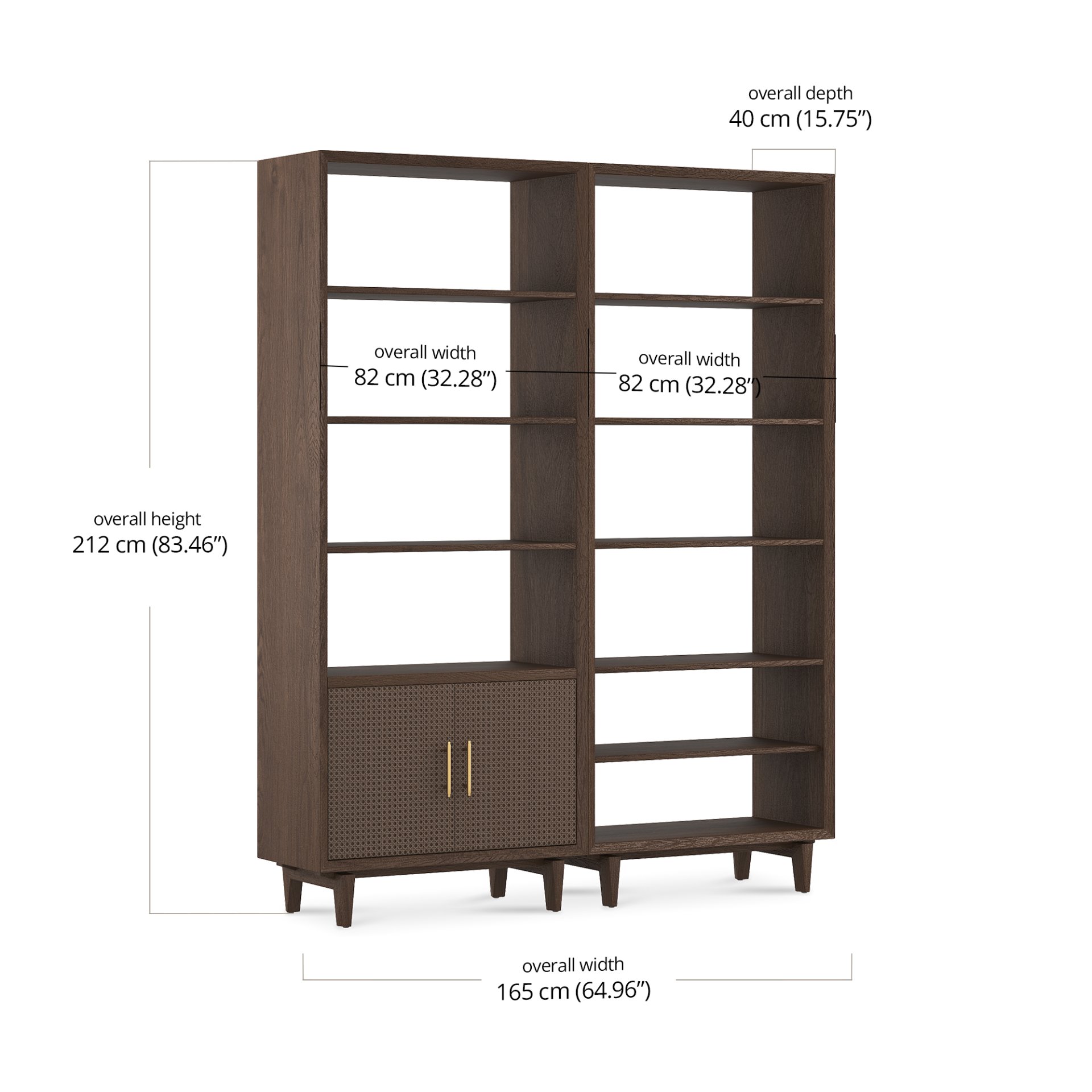 Dane Bookshelf Set dimensions