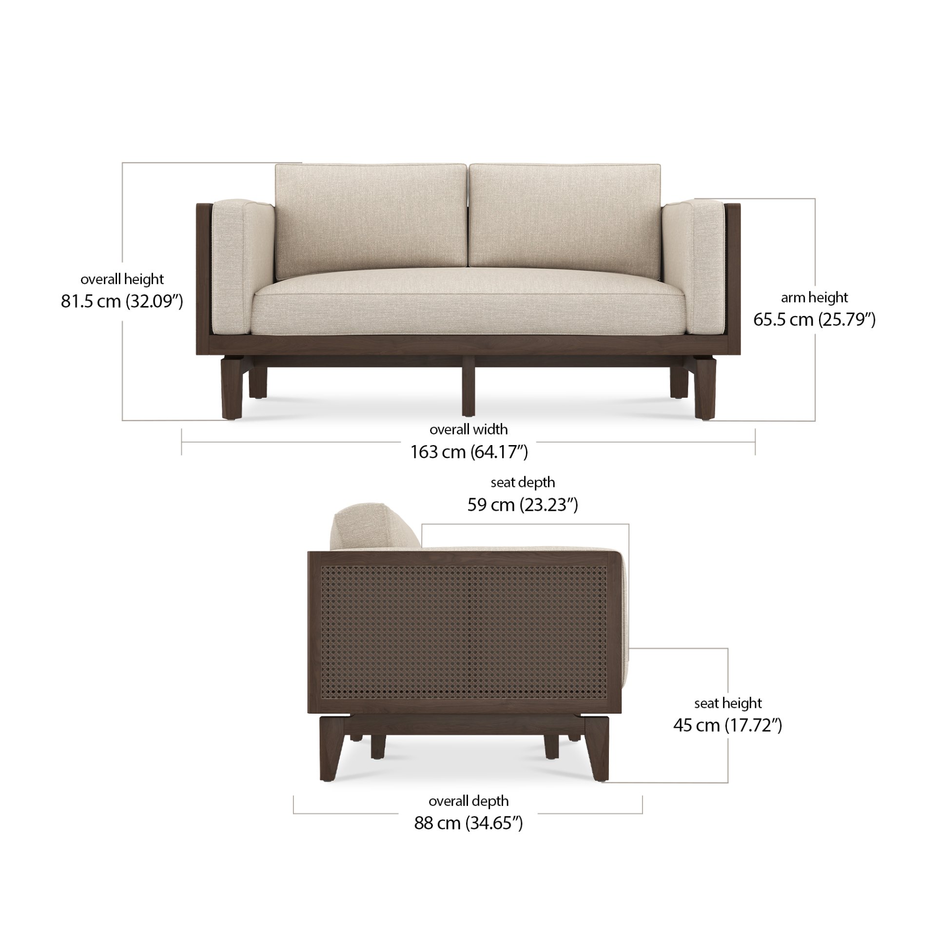 Derby 2 Seater Sofa dimensions