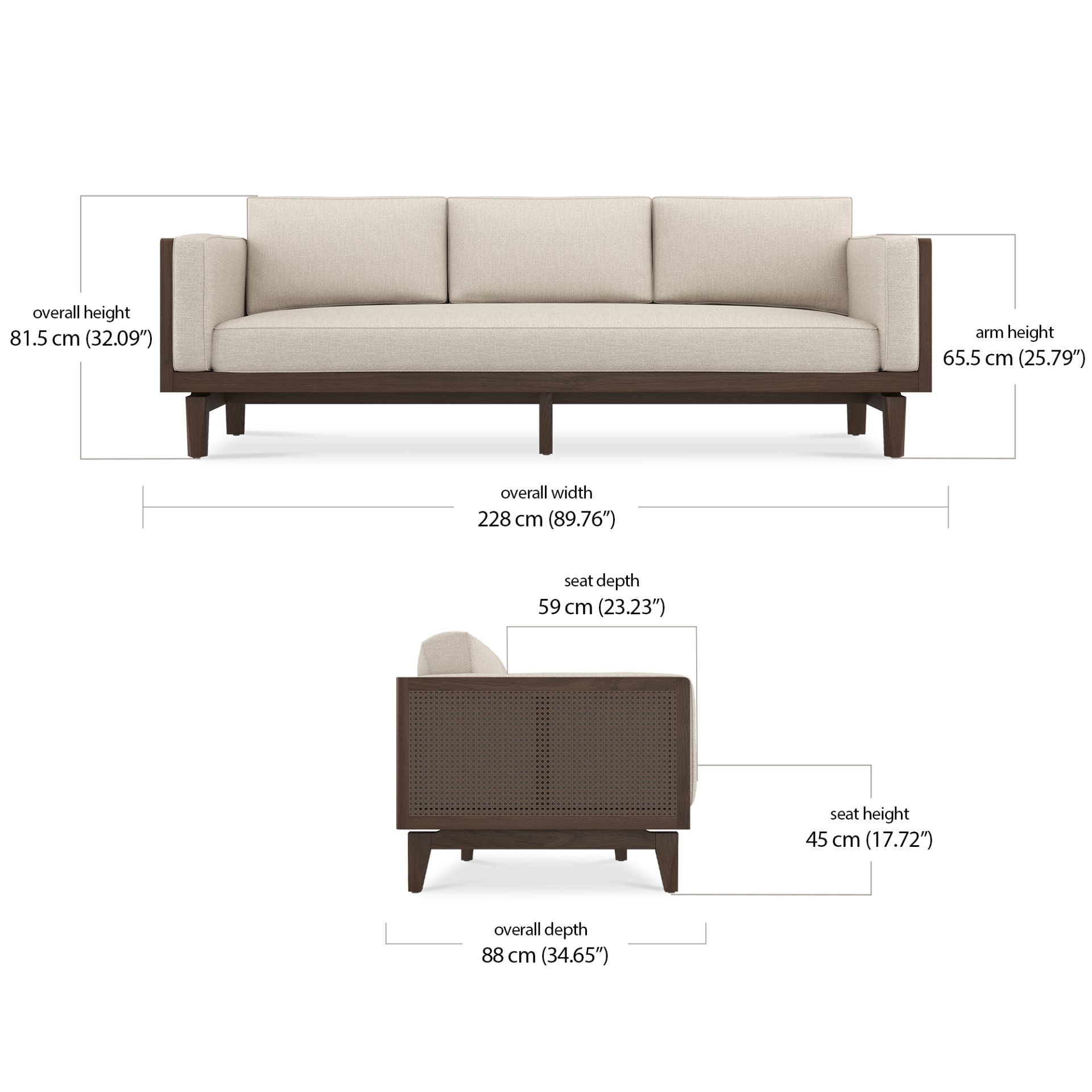 Derby 3 Seater Sofa dimensions