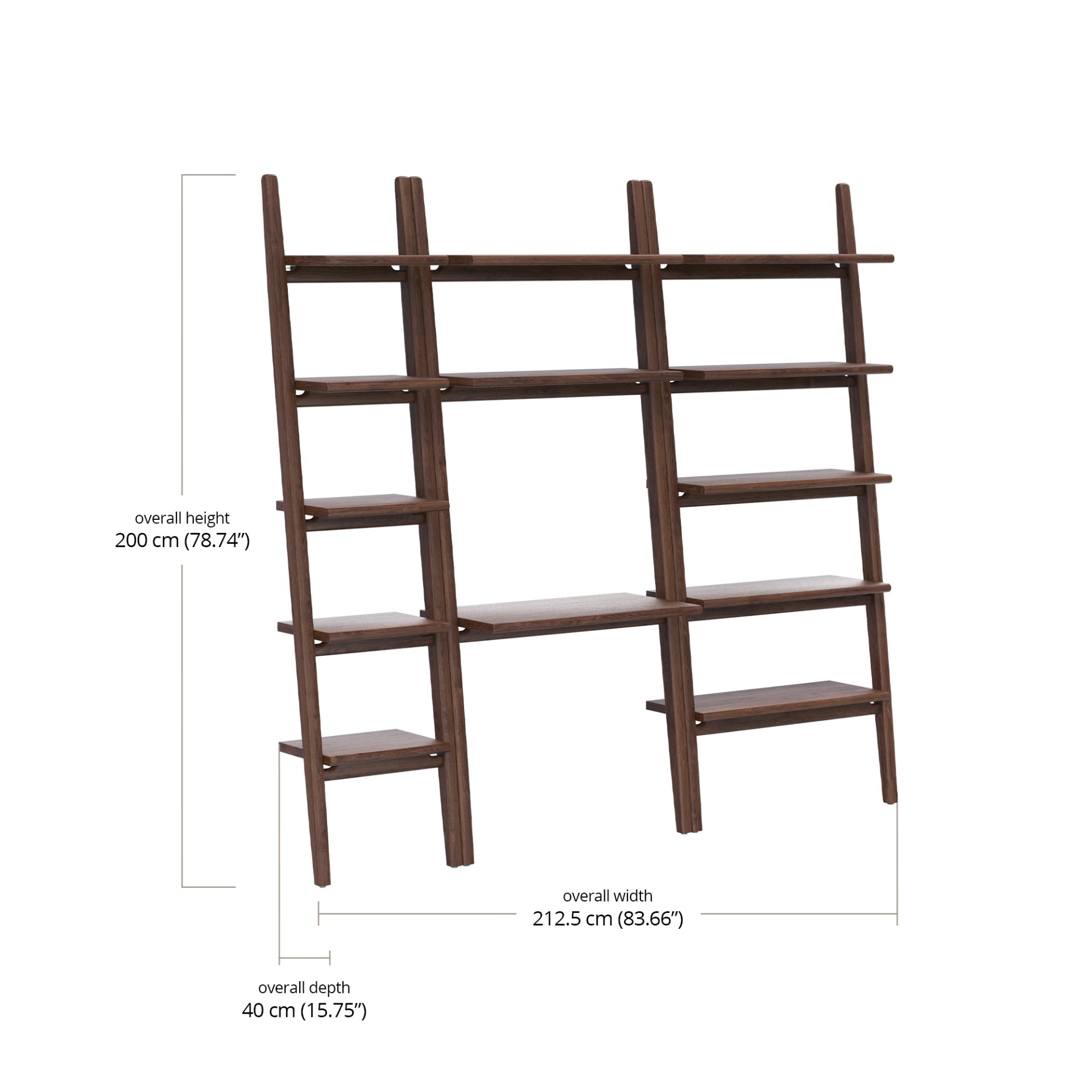 Endra Modular Ladder Shelf Set dimensions