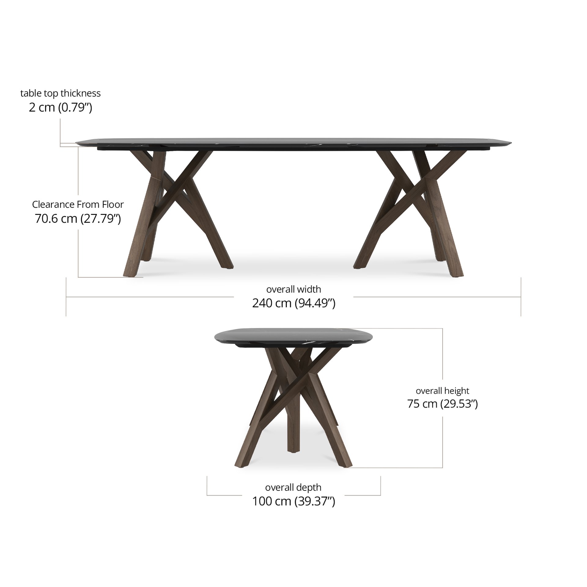 Filip Dining Table 240 dimensions