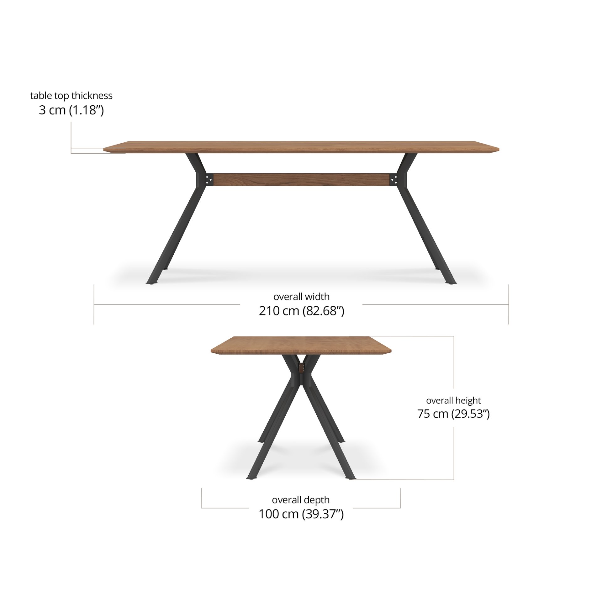 Flix Dining Table 210 dimensions