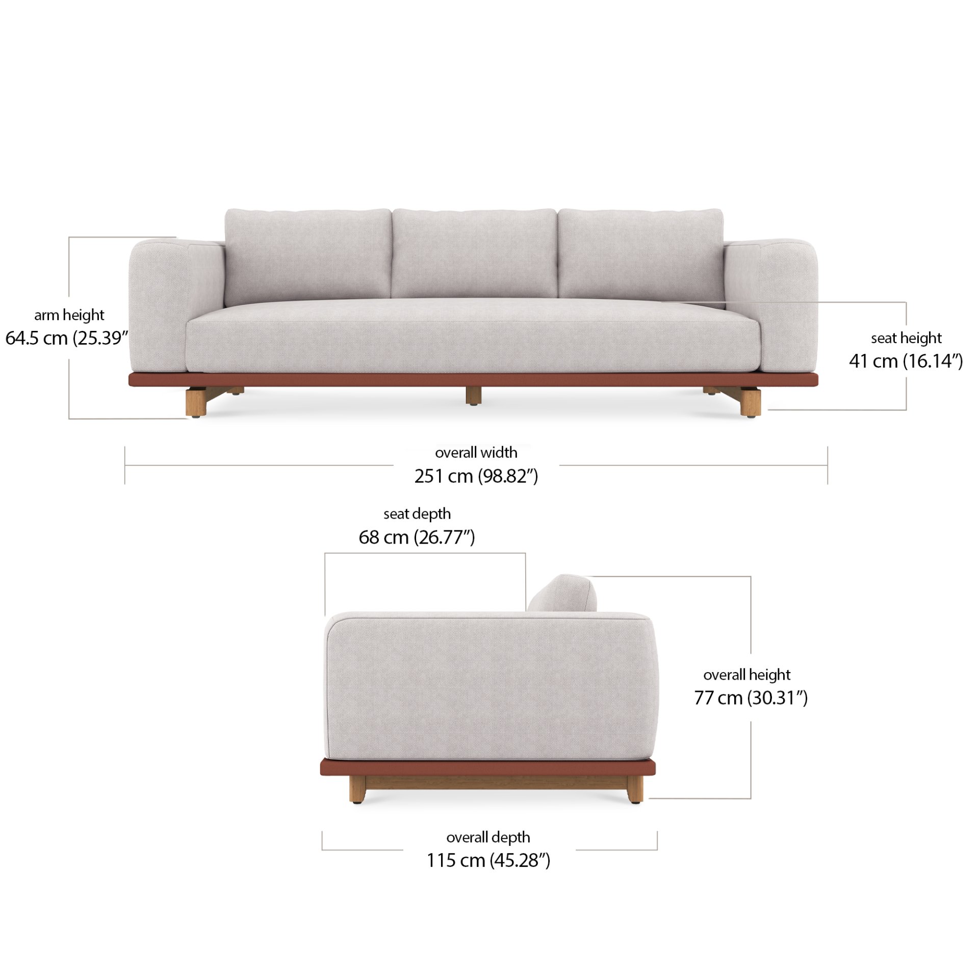 Fenna 3 Seater dimensions