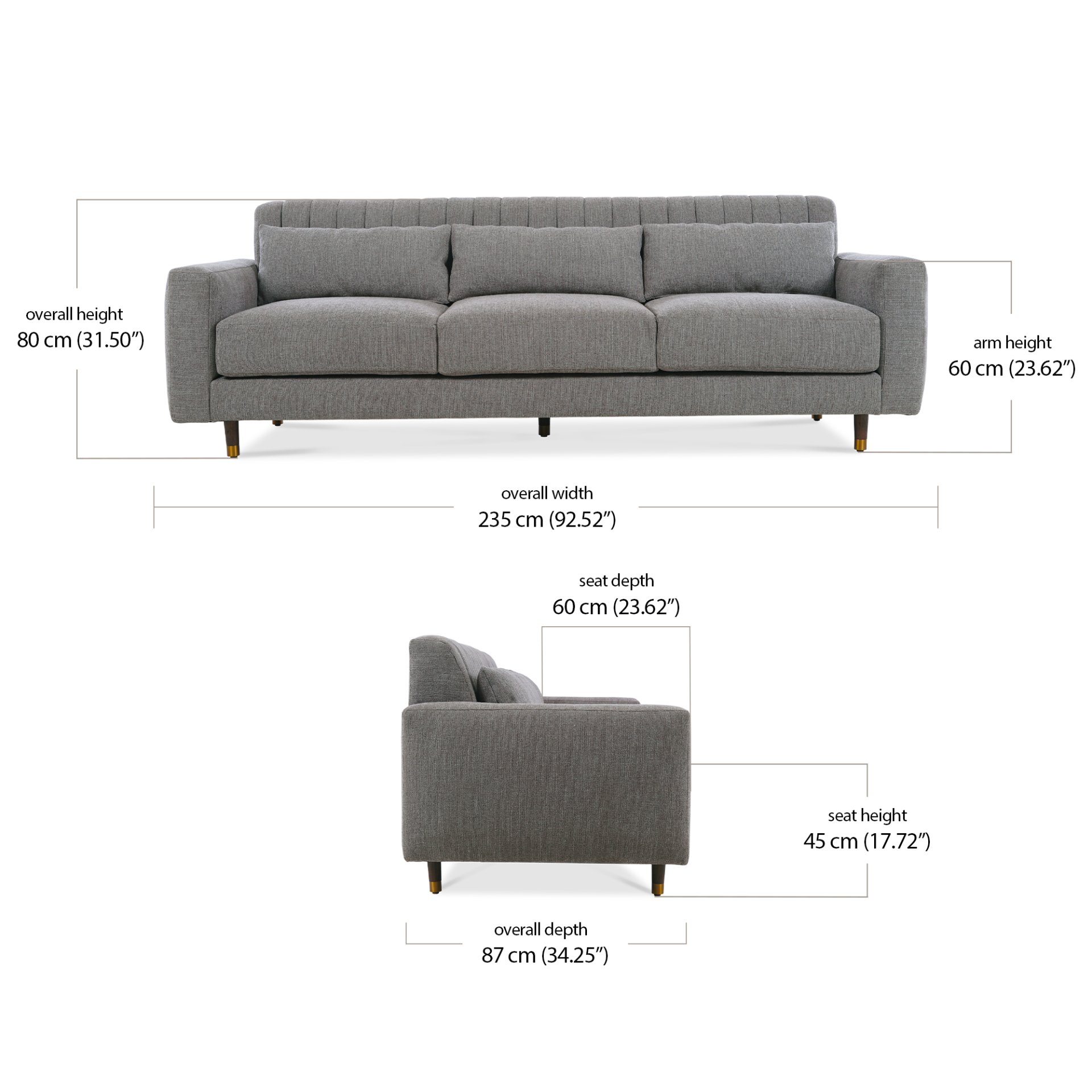 Giovanna 3 Seater Sofa dimensions