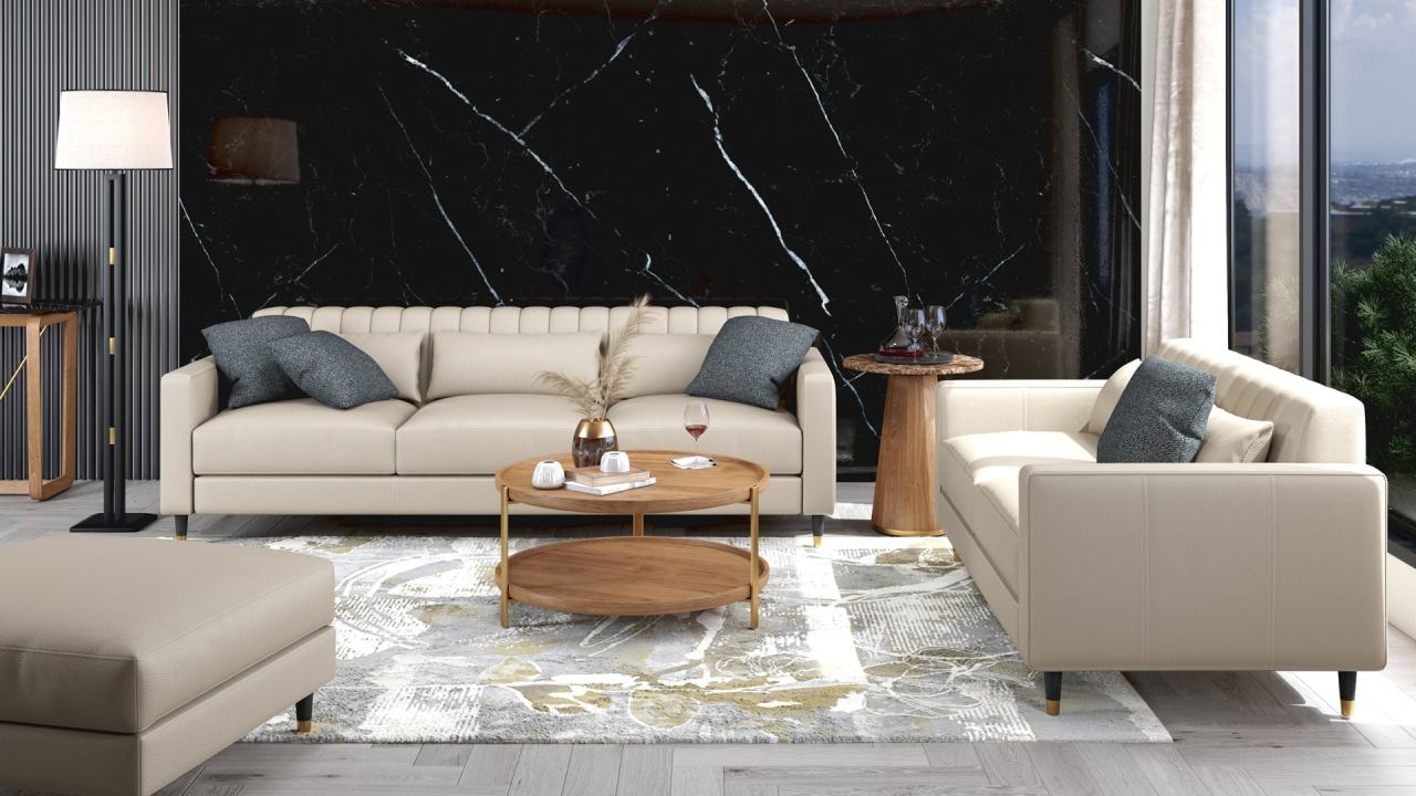 Giovanna 3 Seater With Left Chaise - Leather