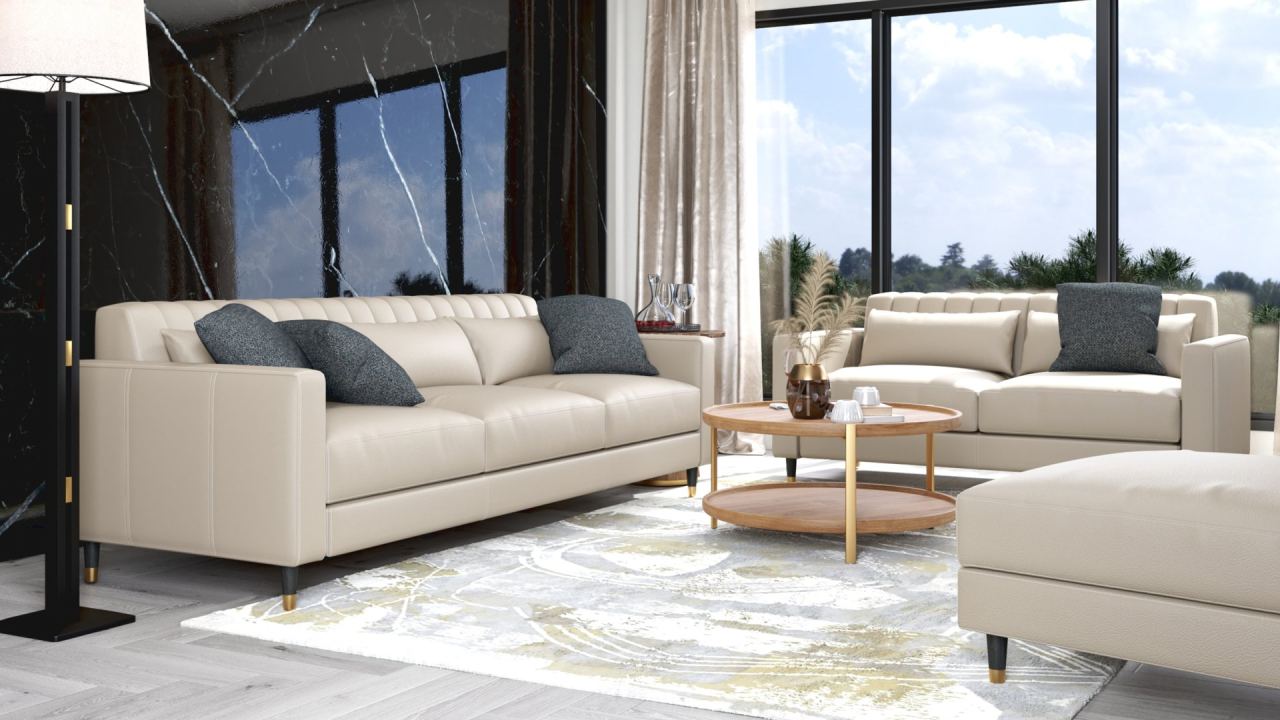 Giovanna 3 Seater With Left Chaise - Leather