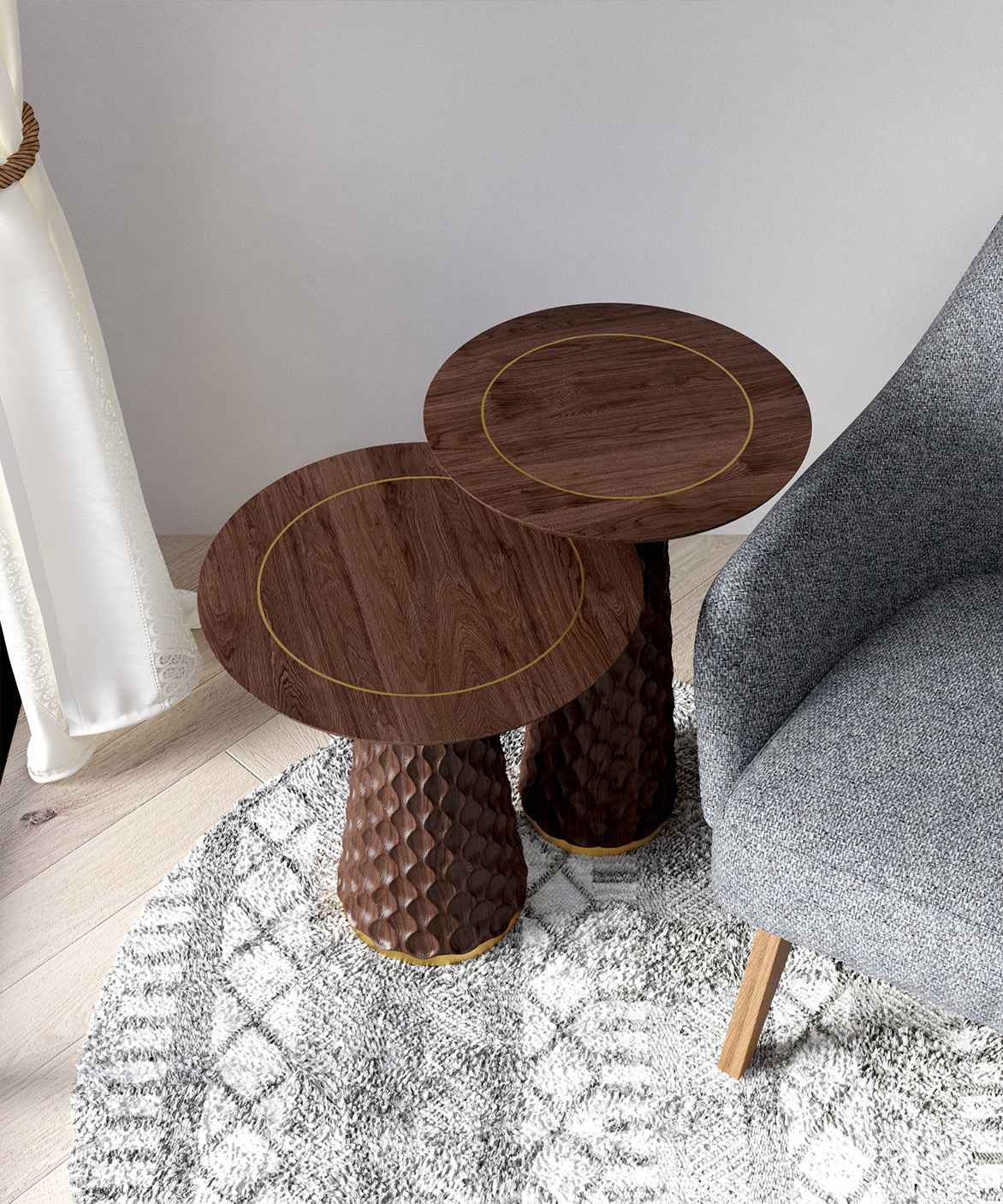 Gelombang Accent Table (Tall), in a room