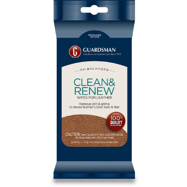 Guardsman clean & renew wipes for leather