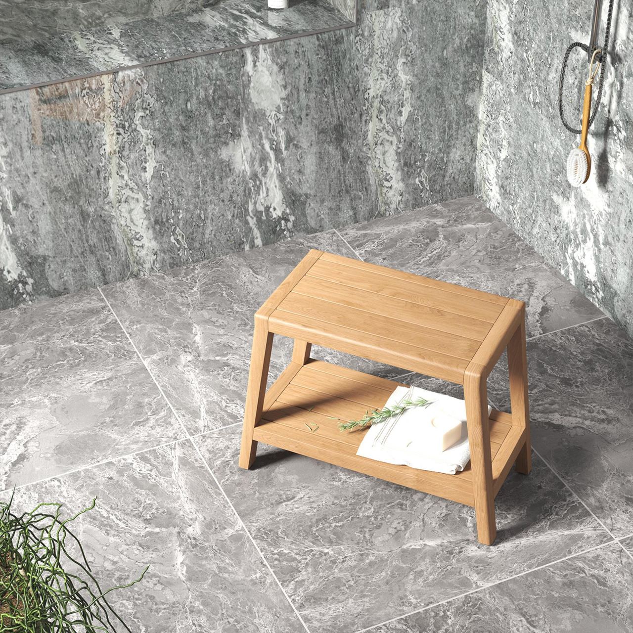 Haven Teak Shower 21 Inch Bench, in a room