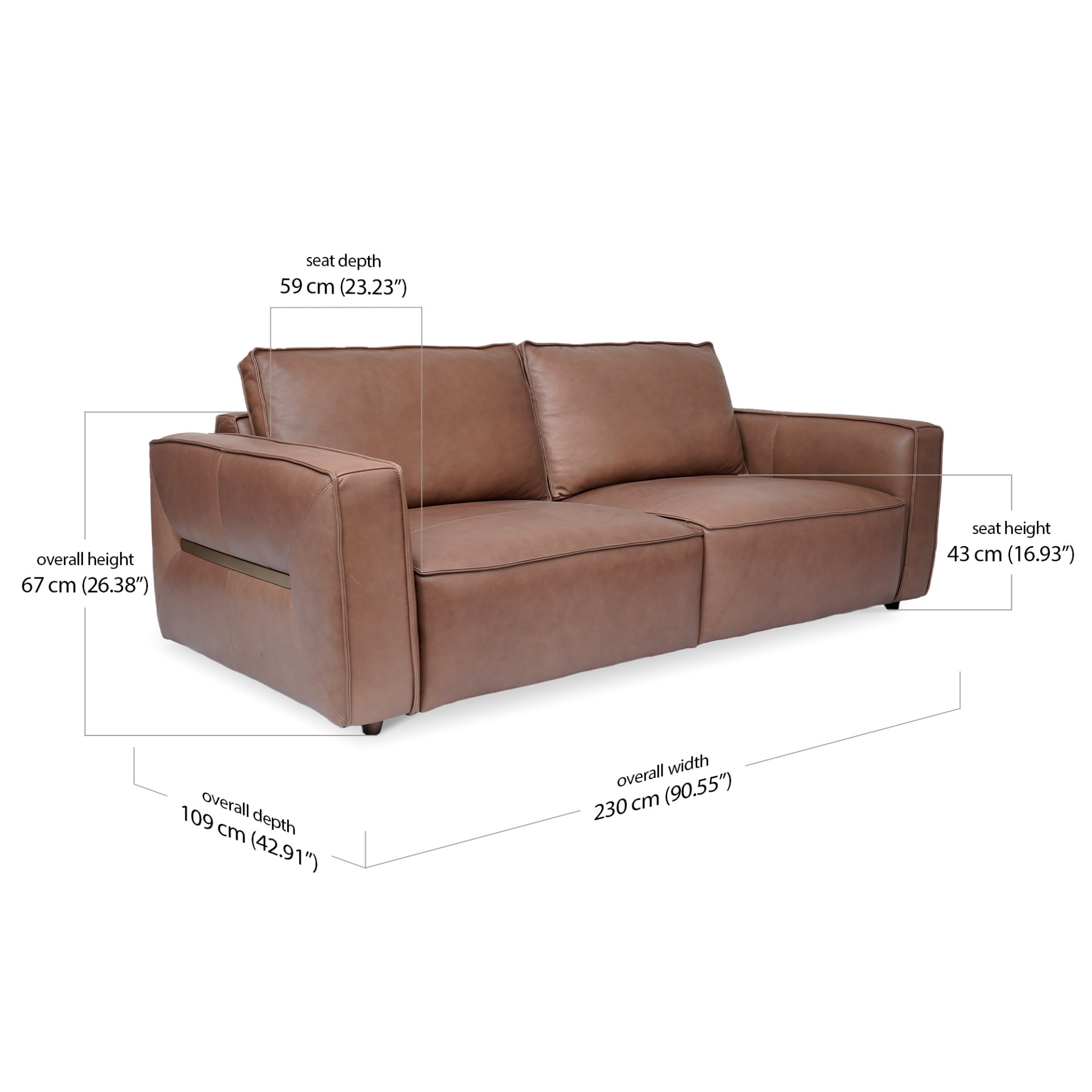 Hague Sofa 2 Seater dimensions