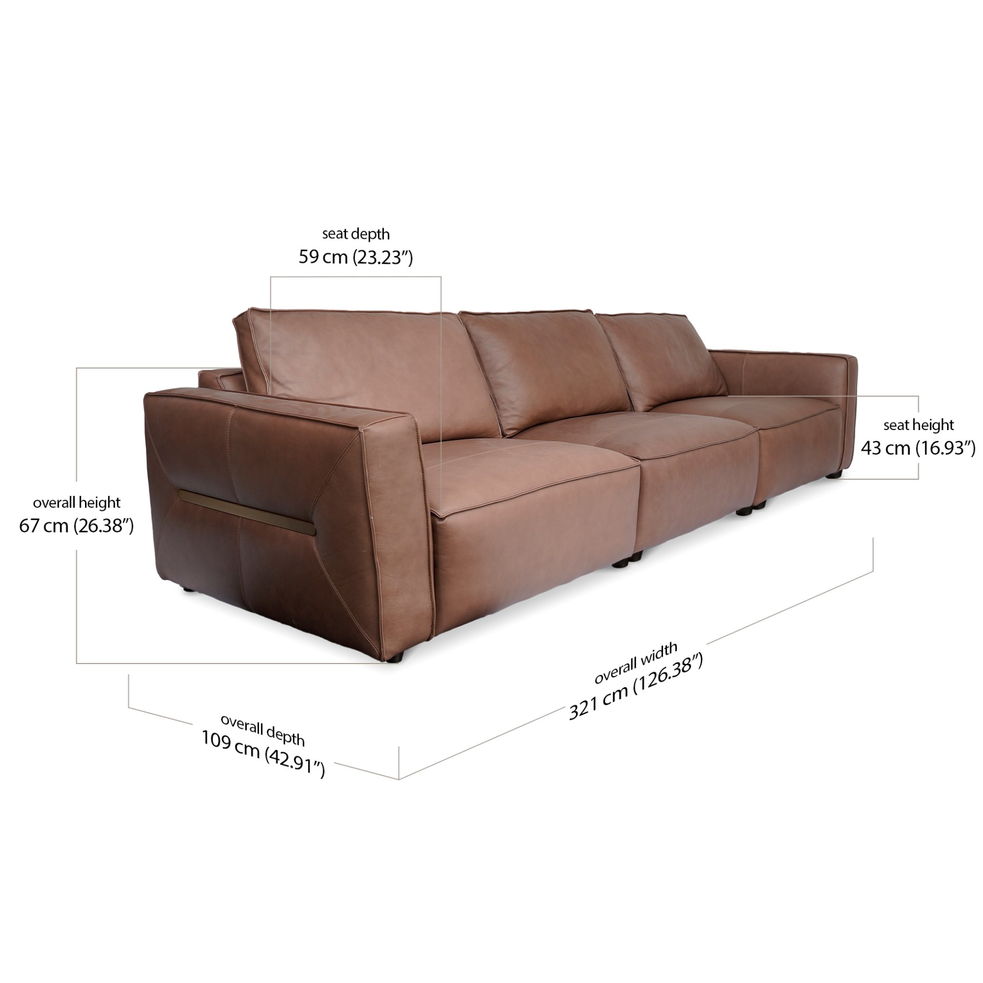 Hague Sofa 3 Seater dimensions