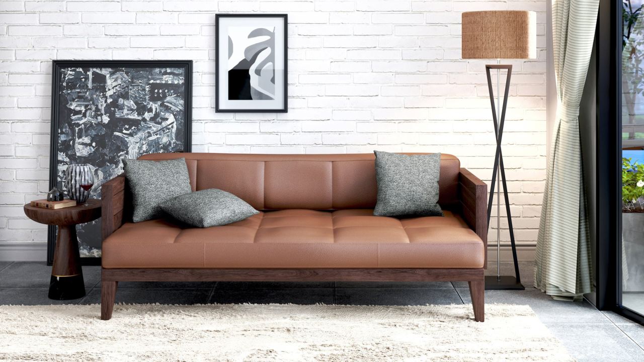 Harper Daybed Leather in a furnished room