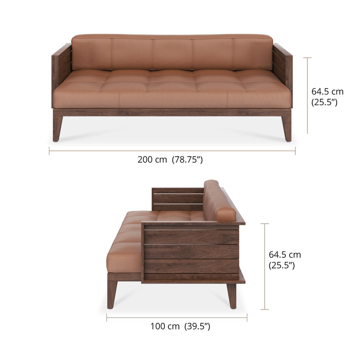 Harper Daybed Leather dimensions