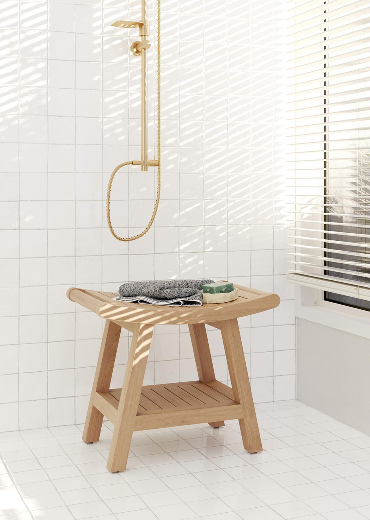 Margo Stool with Shelf, in a room