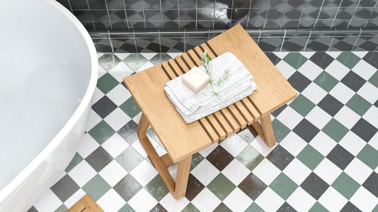 Yono Slat Stool, in a room