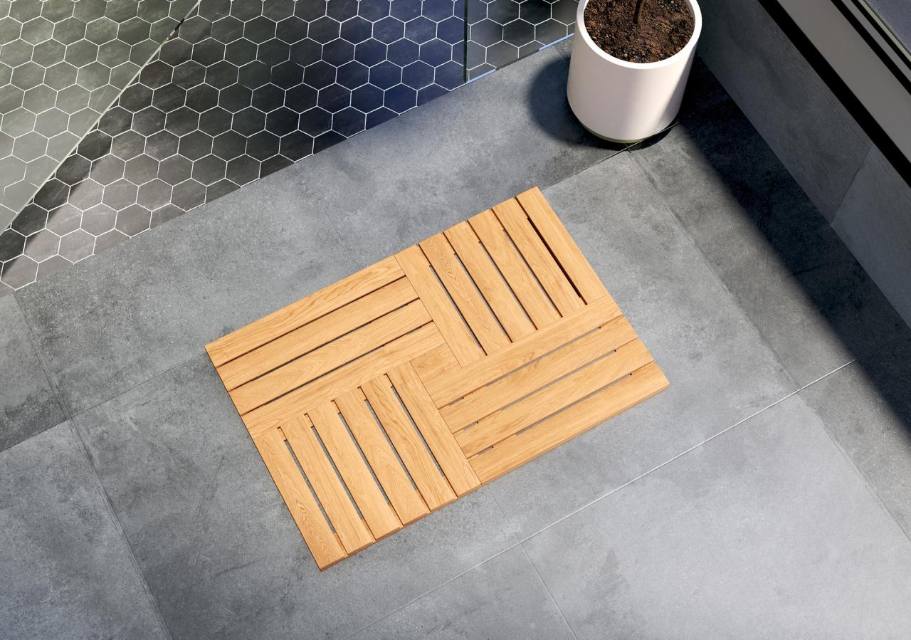 Solid Teak Mat, in a room