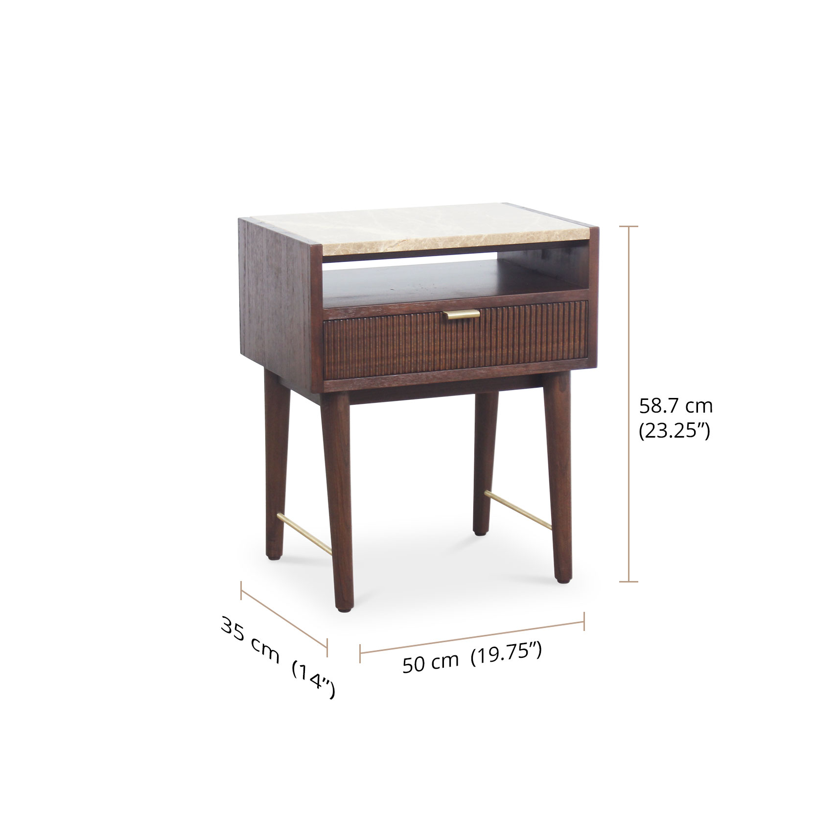 Isla Nightstand 1 Drawer dimensions