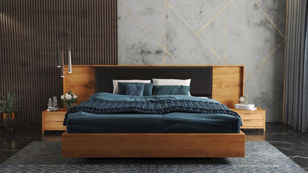 Ivo Wood - Bed Frame - King in a furnished room