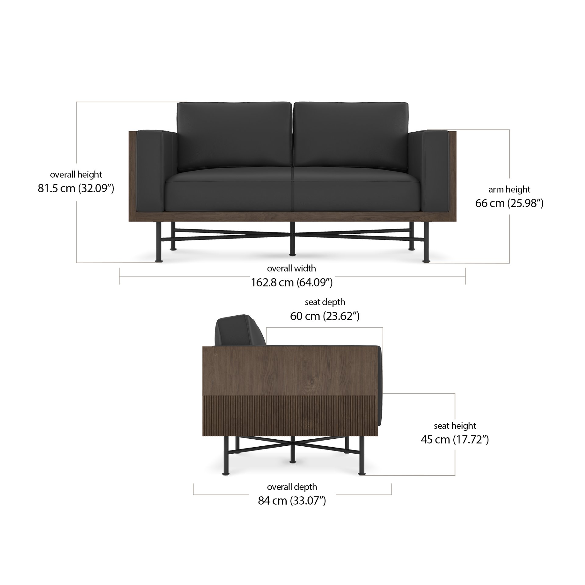 Jace 2 Seater - Leather dimensions