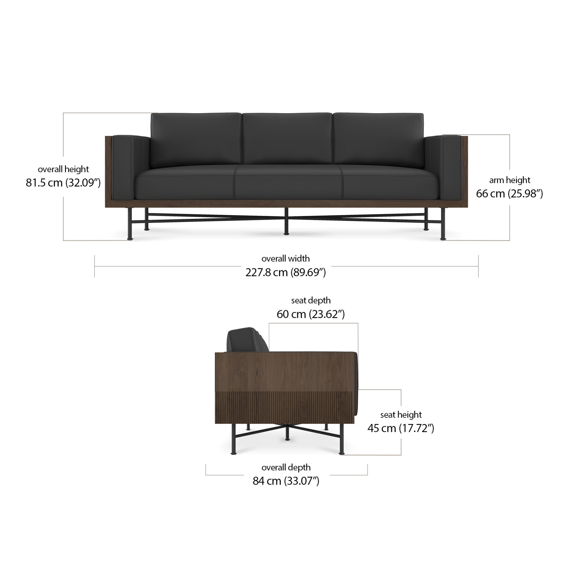 Jace 3 Seater - Leather dimensions