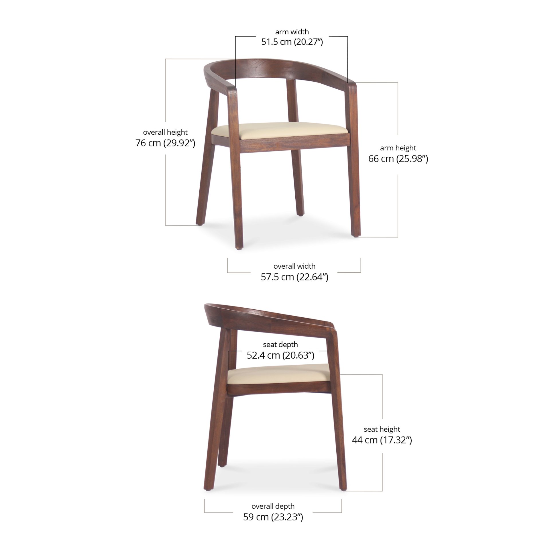 Jaby Dining Chair - Leather dimensions