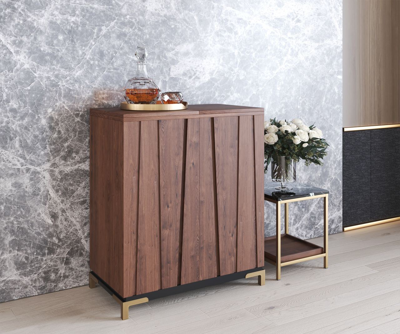 Joan Bar Cabinet, in a room