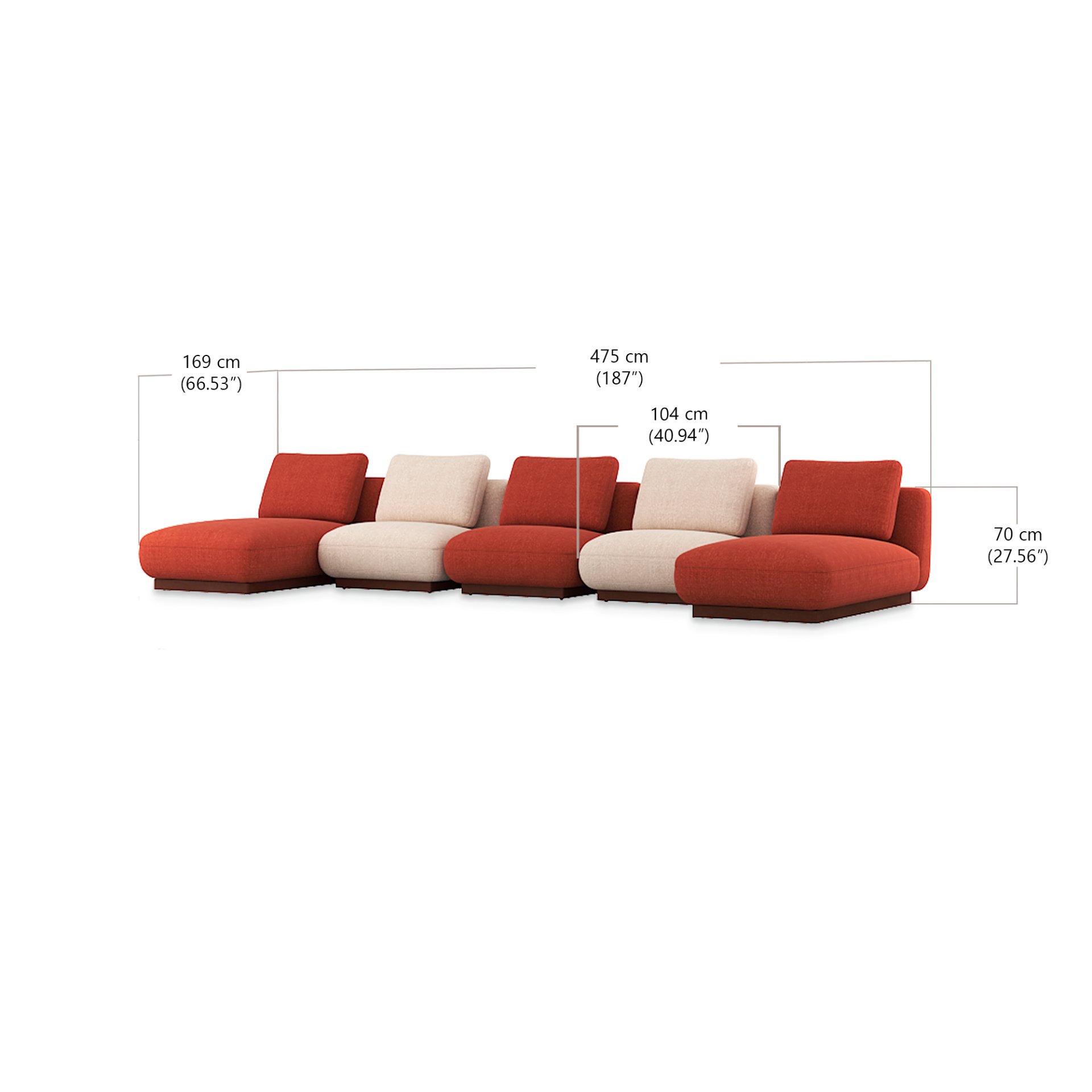 Koala U-Shaped Modular Set dimensions
