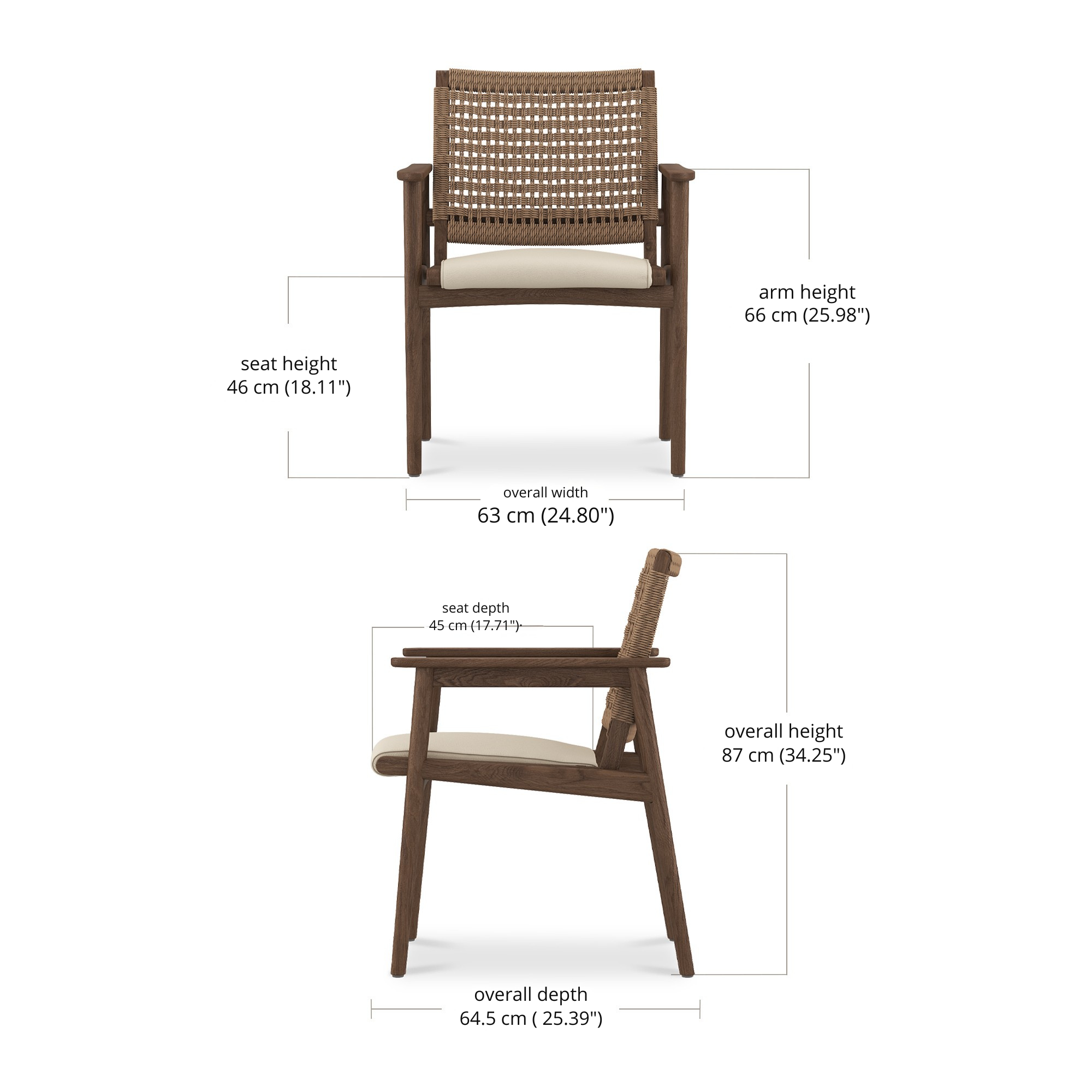 Kairo Upholstery Dining Chair - Leather dimensions
