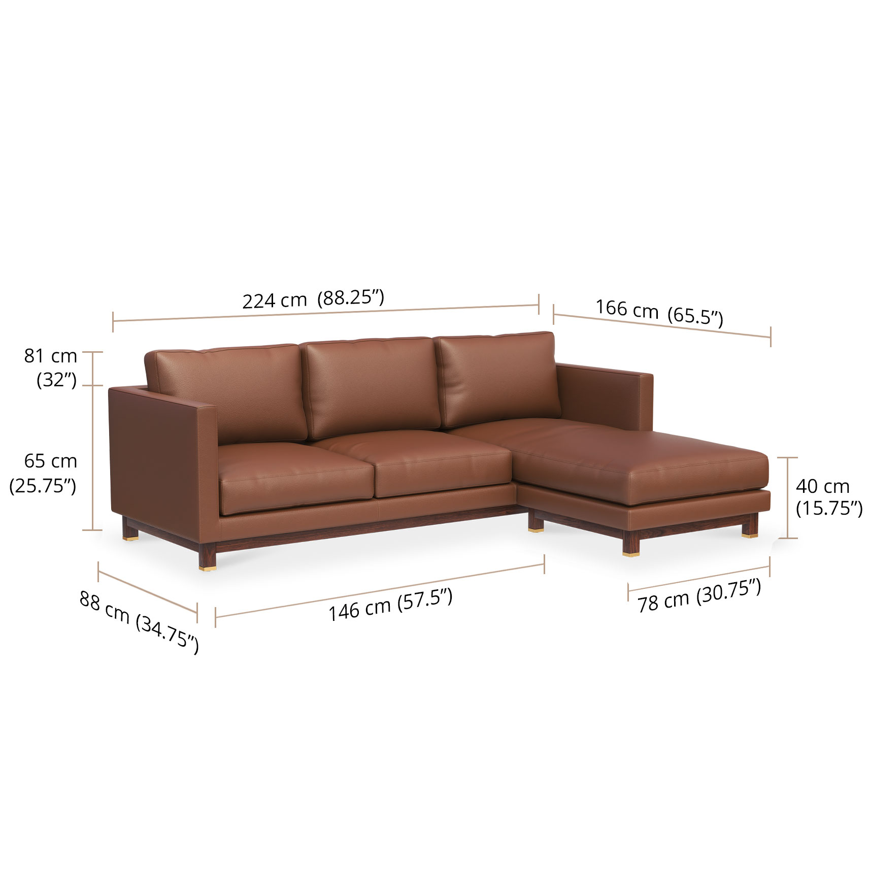 Liviro Sectional Sofa With Chaise dimensions