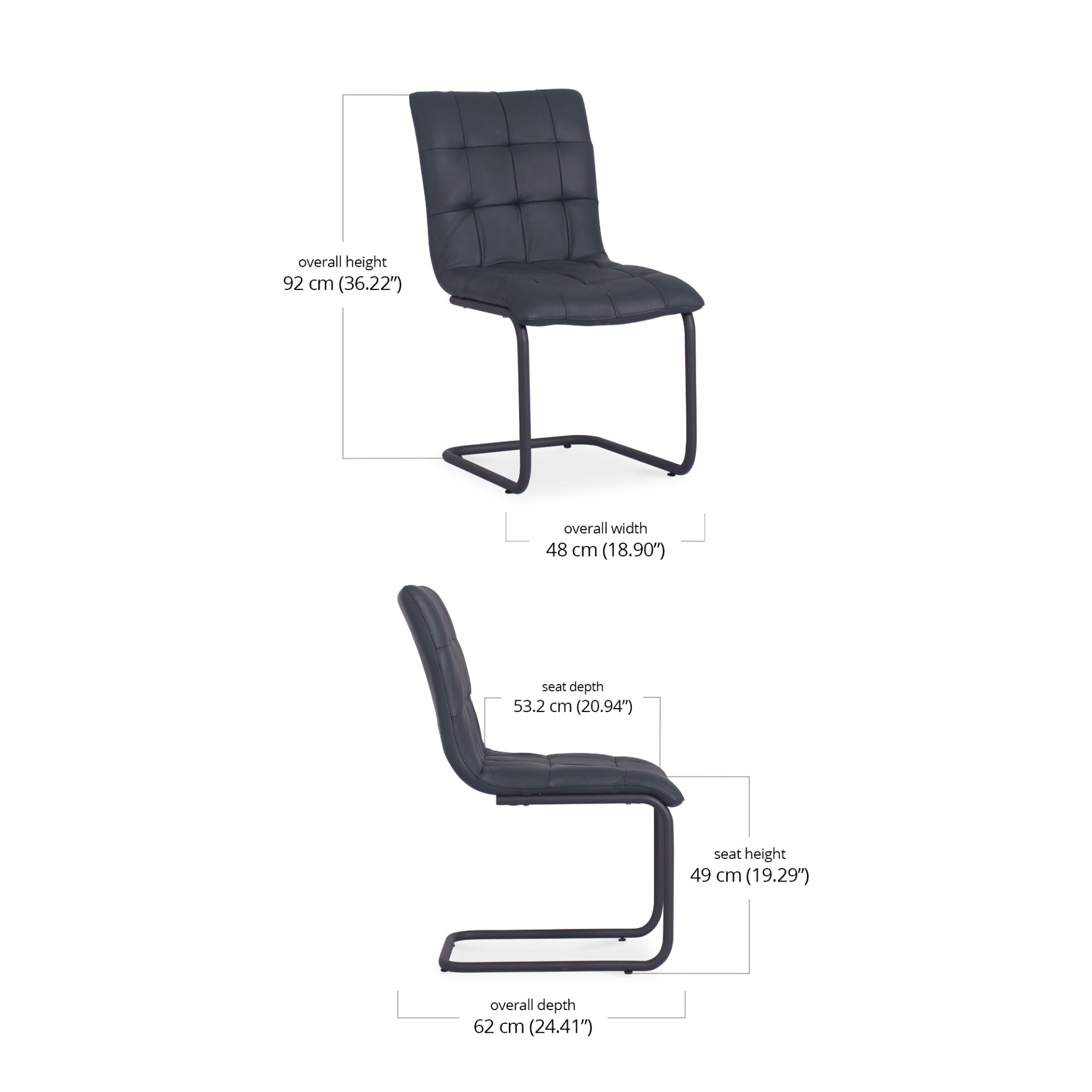 Lonalux Dining Chair - leather dimensions