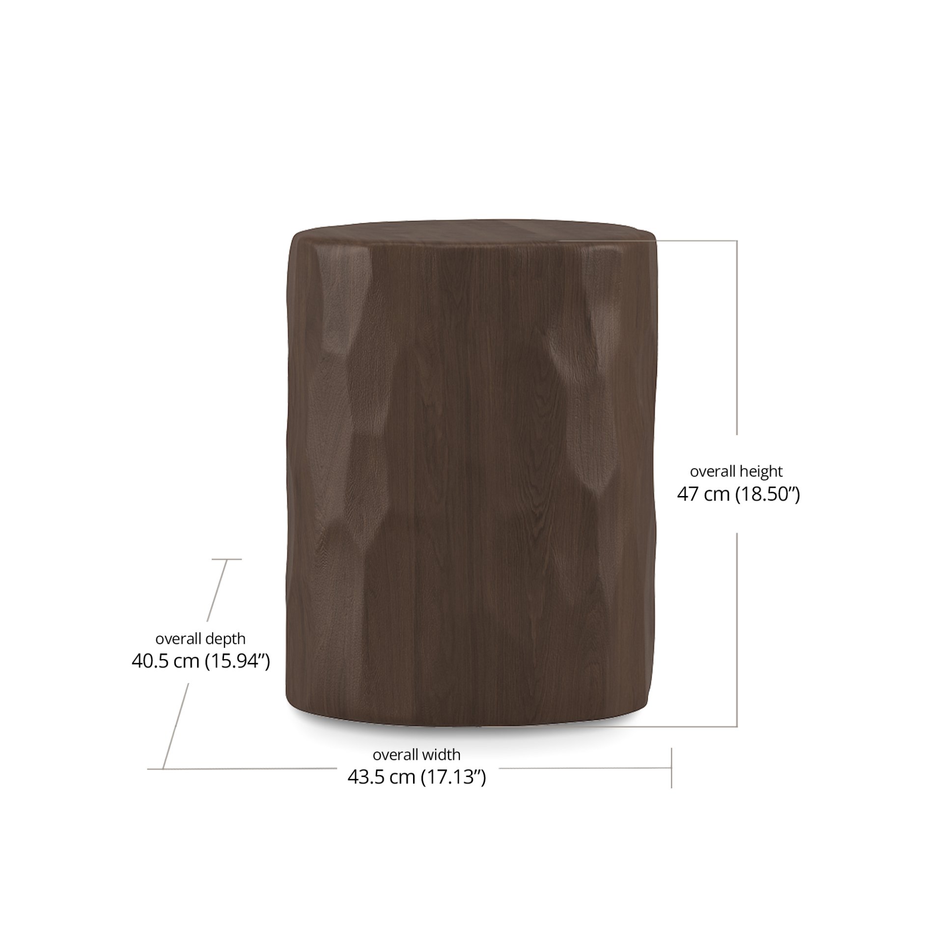 Log Accent Table dimensions