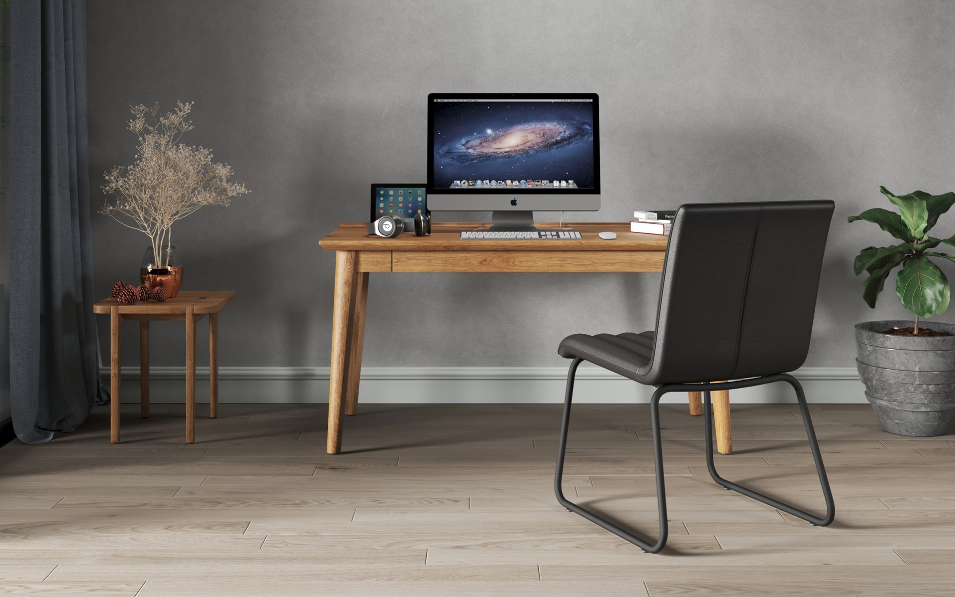 The home office, furnished
