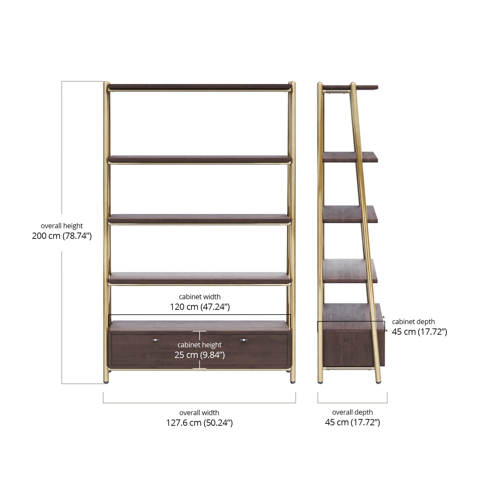 Moka Bookshelf Cabinet dimensions