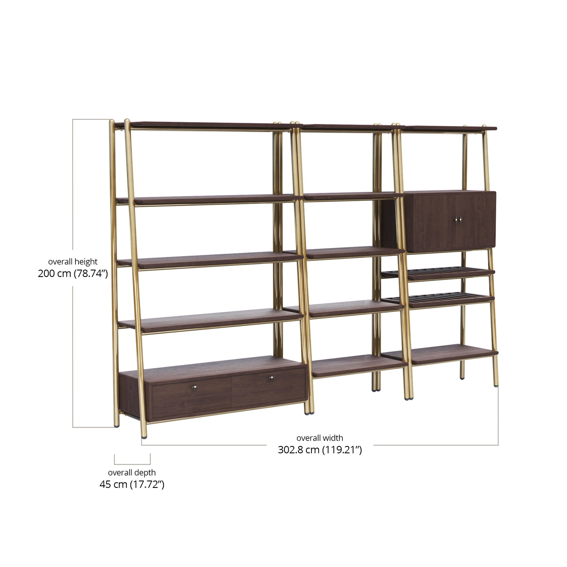 Moka Modular Bookshelf Set dimensions