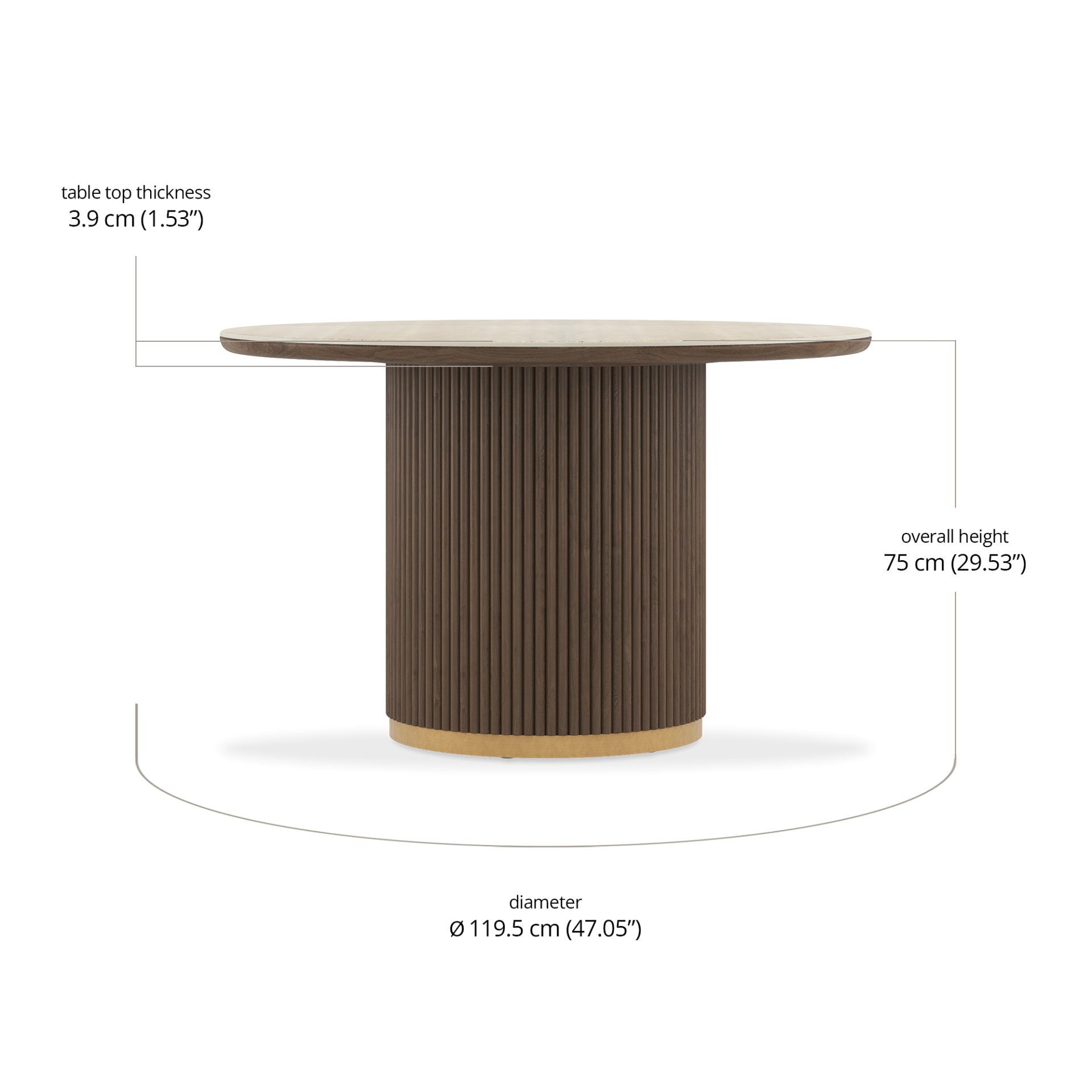 Morison Round Dining Table - Sintered Stone dimensions